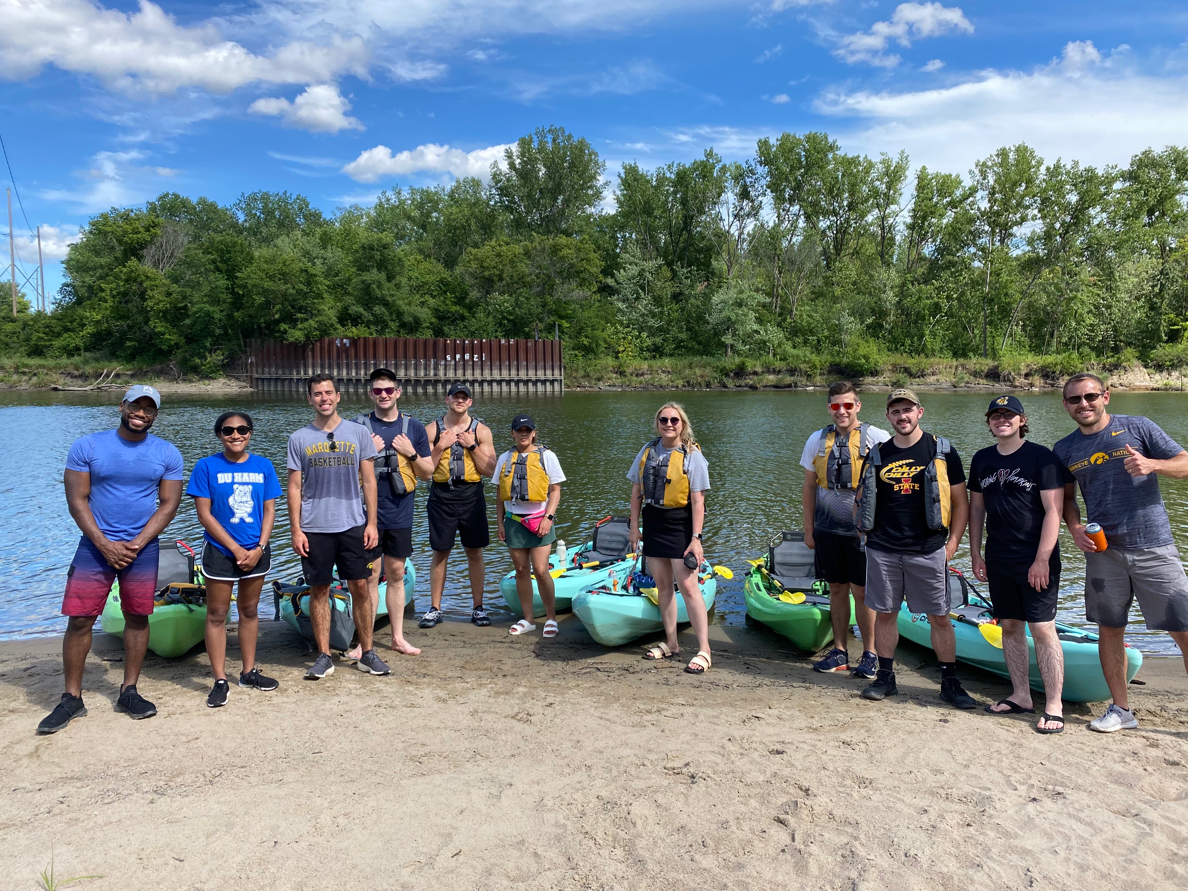 Group of kayakers on the Des Moines River